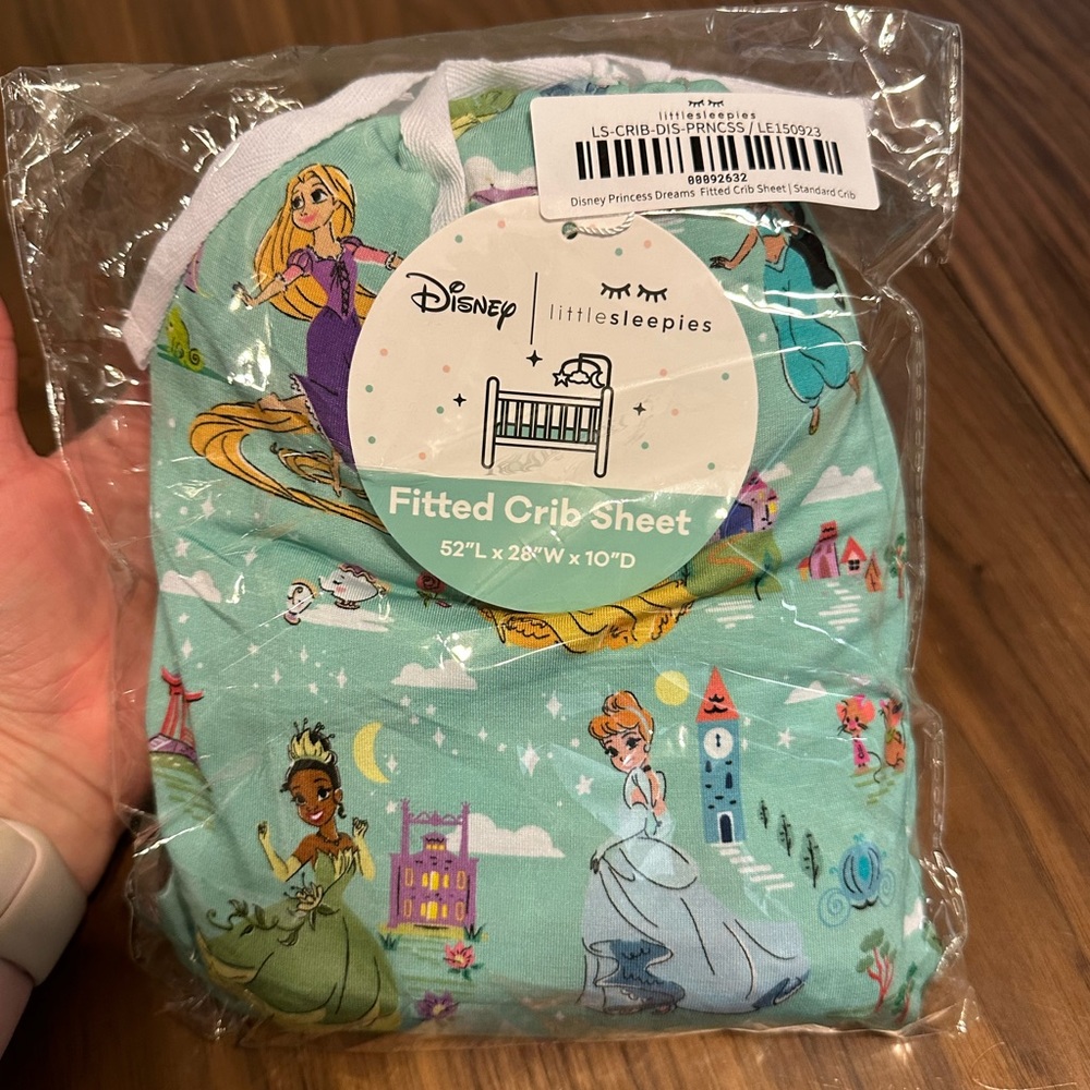 Little Sleepies Disney Princess standard crib sheet. Brand new.